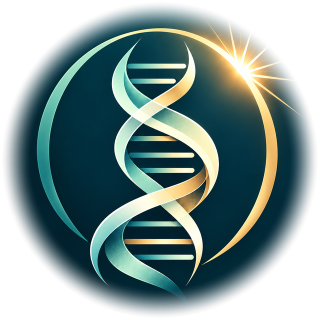 PRPF31 Patient Community logo: a DNA double helix inside a green and gold ring, with a rising sun